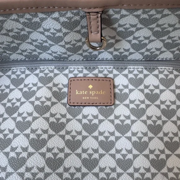 Kate Spade Gray White and Tan Patterned Tote Bag Purse - Picture 5 of 10